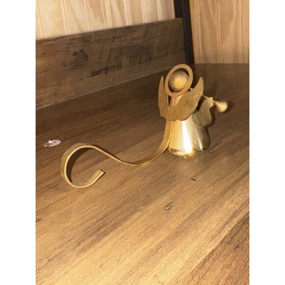 Angel Candle Snuffer Gold Plated On Brass Angel Halo Trumpet Curved Handle VTG - Picture 6 of 11